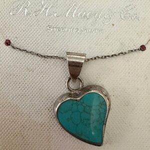Sterling Silver Necklace with Turquoise Heart Pendant
